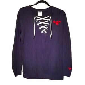 PINK Victoria Secret Collegiate YSU Youngstown State U Lace Up Knit Top Sze Sm